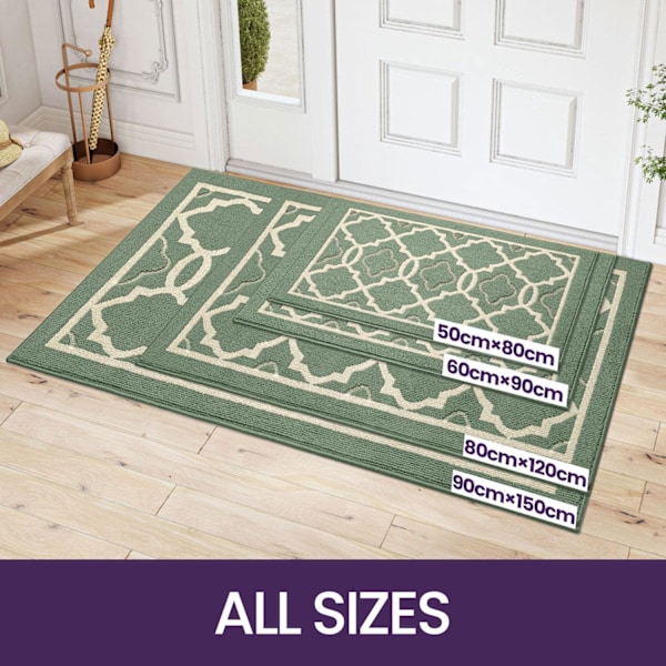 Dörrmatta 80 x 120 cm, Dörrmatta Inomhus Smutsfångare Halksäker, Maskintvättbar Entrématta Golvmatta, Superabsorberande Inomhus-Grön Green 80*120cm