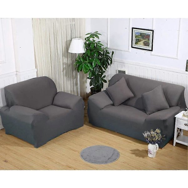 Sofatrekk Sofatrekk Stretch Elastisk Sofatrekk Sofatrekk i Ulike Størrelser og Farger (3-seter for Sofalengde 190-230 cm, Grå)