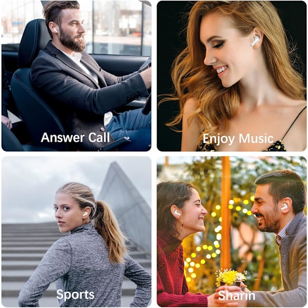 Bluetooth Langattomat Kuulokkeet Korvan Sisään, Bluetooth 5.2 Urheilukuulokkeet, Hi-Fi Stereo Type-C Latauskotelo