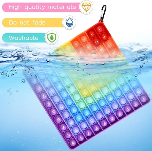 Push Bubbles-leksak 2-i-1 Fidget Toys Multiplikationstabell 20x20cm