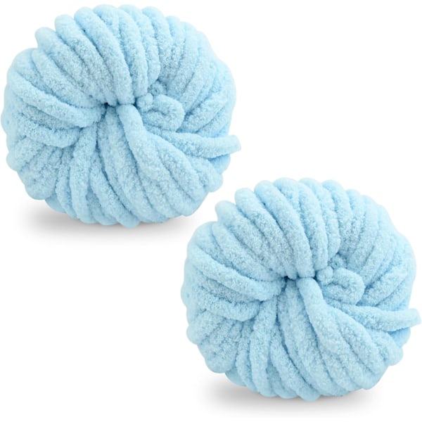 Tjock Ullgarn 250g × 2, Stickgarn Grovt Garn Flerfärgat Stickgarn, för Garnprojekt light aqua