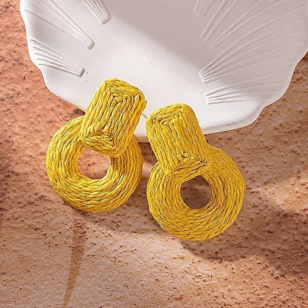 Statement Raffia Øreringe Søde Boho Øreringe Rattan Dingle Øreringe