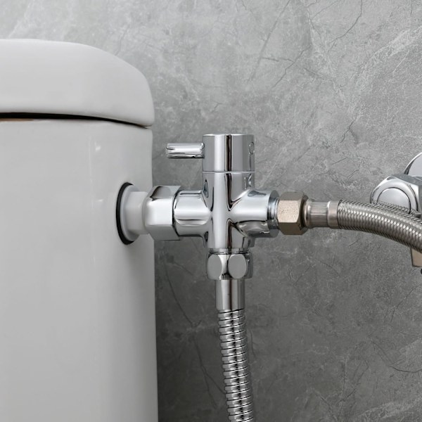 Solid Mässing 3-Vägs Ventil 3/8\"-12/17 T Adapter Omledningsventil för Toalett WC, Krom