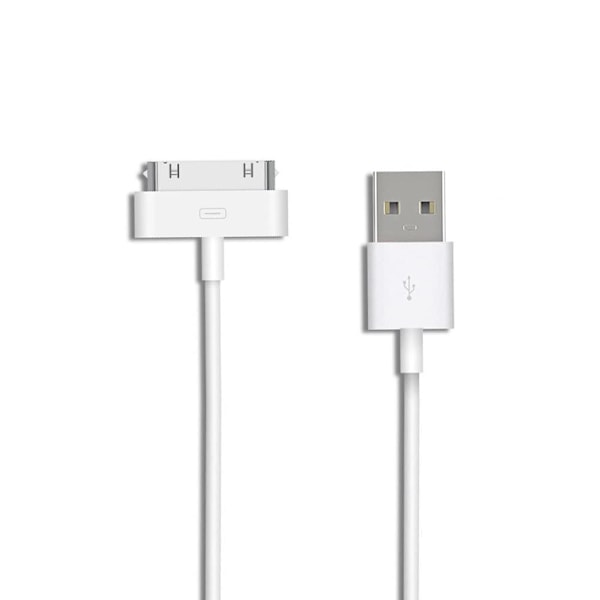 30-pin ladekabel kompatibel med iPhone 4 4s 3G 3GS, iPad 1., 2. og 3. generasjon, iPod Touch, iPod Nano, iPod Classic USB