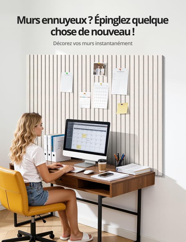 Veggplate i filt, oppslagstavle, beige