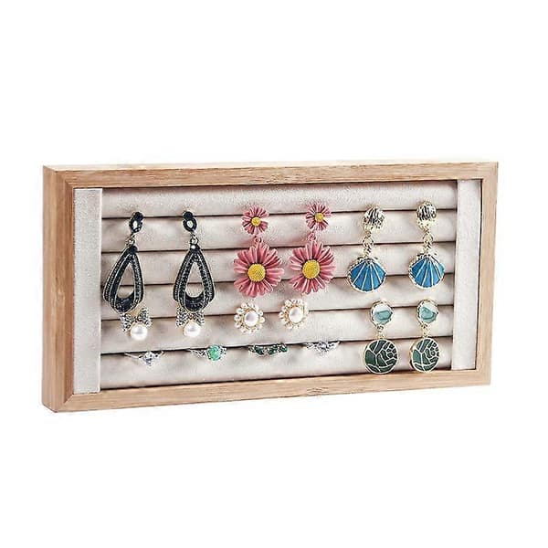 Ringholder i bambus, ringdisplaystand, smykkeorganisator