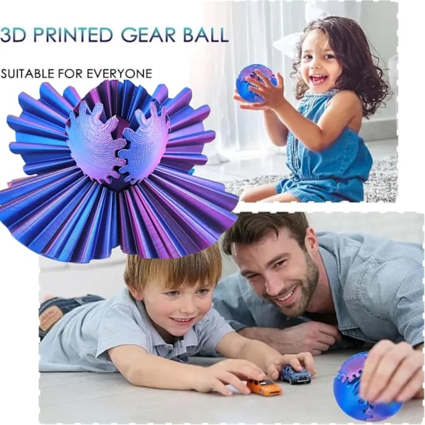 3D-printad Kugglagerboll Fidget, Gearsphere - Den Steampunk Virvlande Underverks-Fidgeten, Kugglagerboll Fidget Leksak (Lila 8cm) Laser Purple