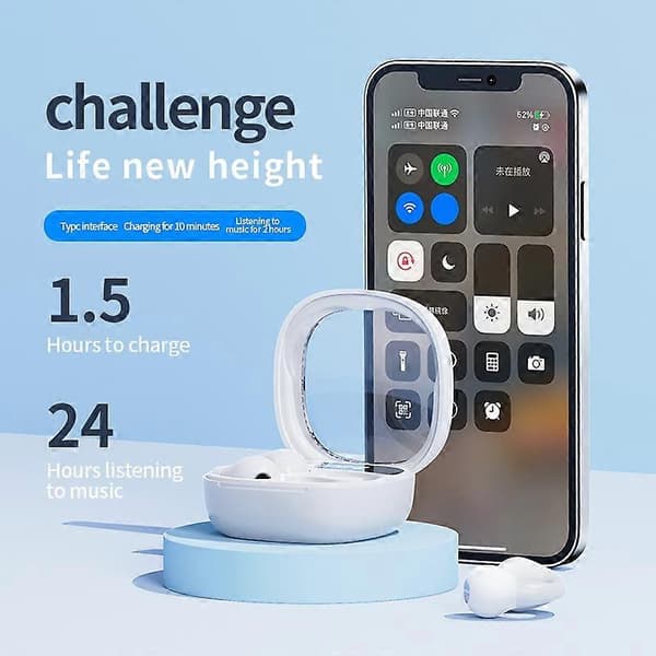 Typ B JR01 Bluetooth Headset Hörlurar Trådlös Öronkrok Design Hörlurar med Laddningsfodral