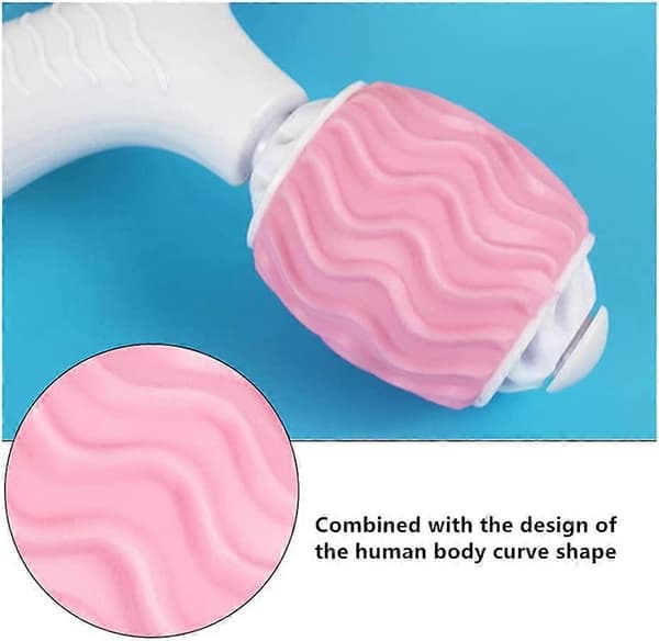 360 foam roller, 2 hjul, handmassagerare och benmassagerare (rosa)