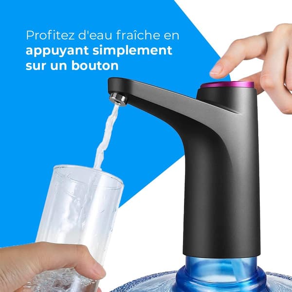 Automatisk vanddispenser til flasker, USB genopladelig, silikonemateriale, kompatibel med 5L, 10L, 15L og 18,9L kapaciteter, sort
