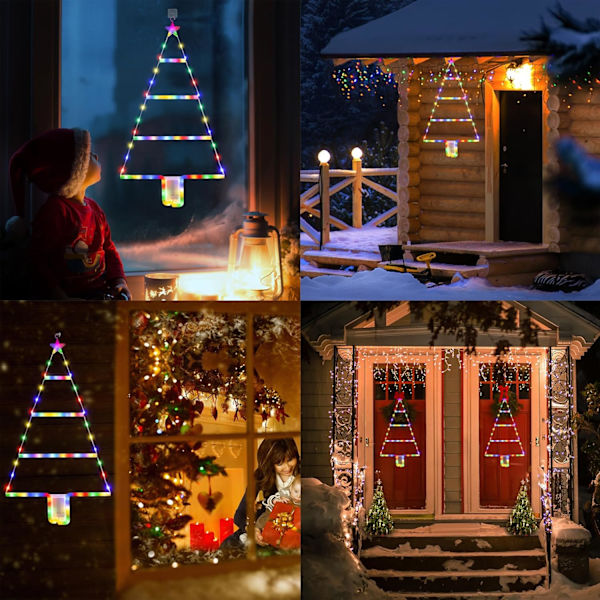 Batteridrevne Julelys - 93cm LED Stige Julelys, 8 Tilstande, Stige Juletræslygter til Julepynt Colorful