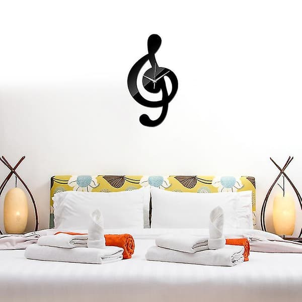 Musiknoter Akryl Väggklocka Modern Tyst Väggklocka Art Deco Svart