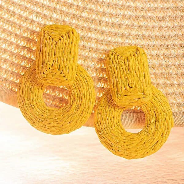 Statement Raffia Øreringe Søde Boho Øreringe Rattan Dingle Øreringe