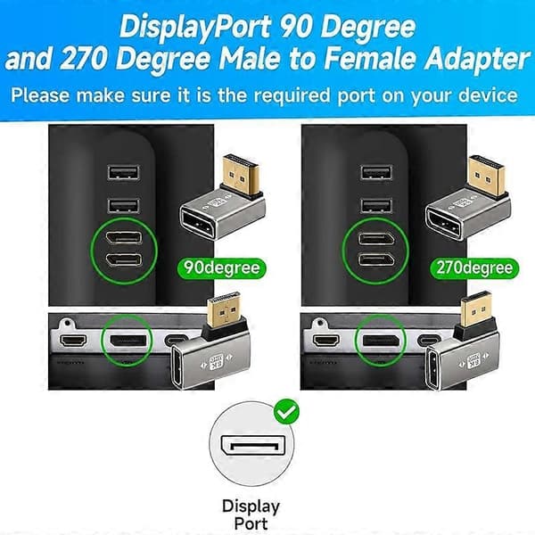 Aluminiumslegering Nedadvinklet DisplayPort DP1.4 Han til Hun 8K 60Hz Konverter