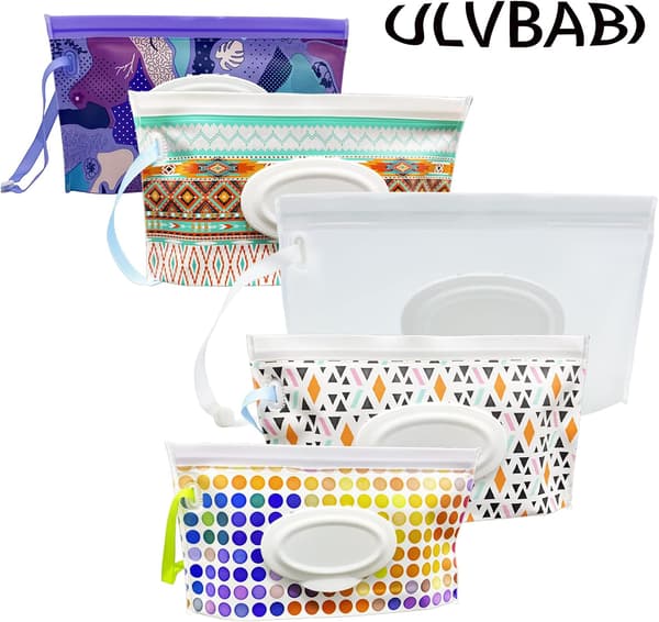 Portabel Fuktservettpåse Dispenser, Återanvändbara Blöjförvaringsväskor (Transparent Stil, 2-pack)