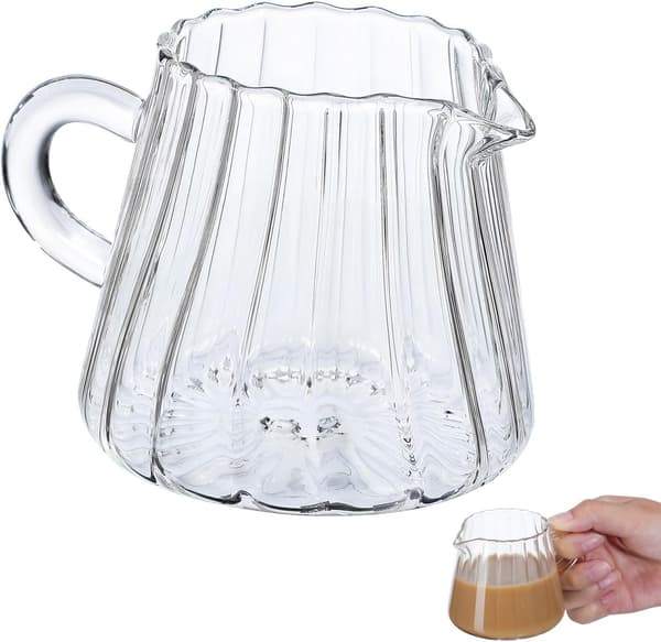 150 ml mælkeskummerkande i glas, ideel til hjemme- og restaurantbrug med kaffe og te