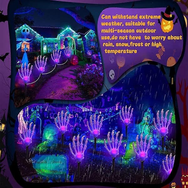 Halloween Lys 8 stk. LED Lysende Spøgelse og Halloween Dekorationer