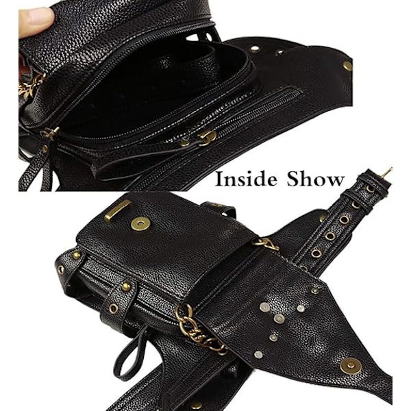 Taktisk Benväska, Höftbälte Midja Axel Crossbody, Plånboksficka Svart