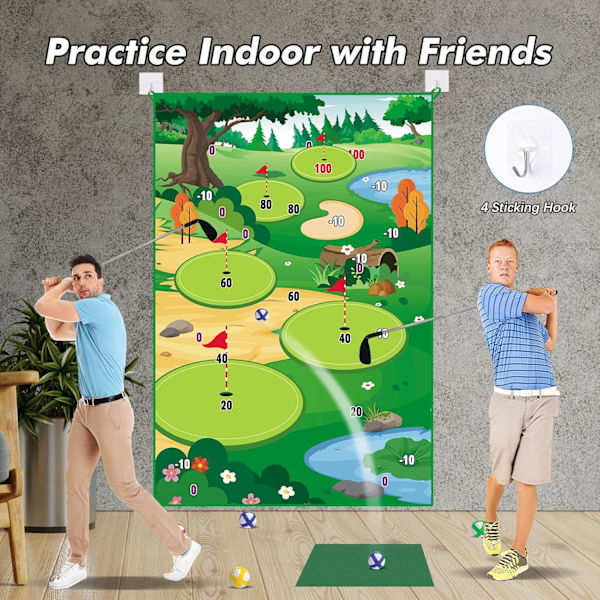 Golf Chipping Game Mat med Klubba, Inomhus Utomhus Spel för Vuxna och Familj Barn Utomhus Lekutrustning Stick Chip Spel Inomhus Golf Set