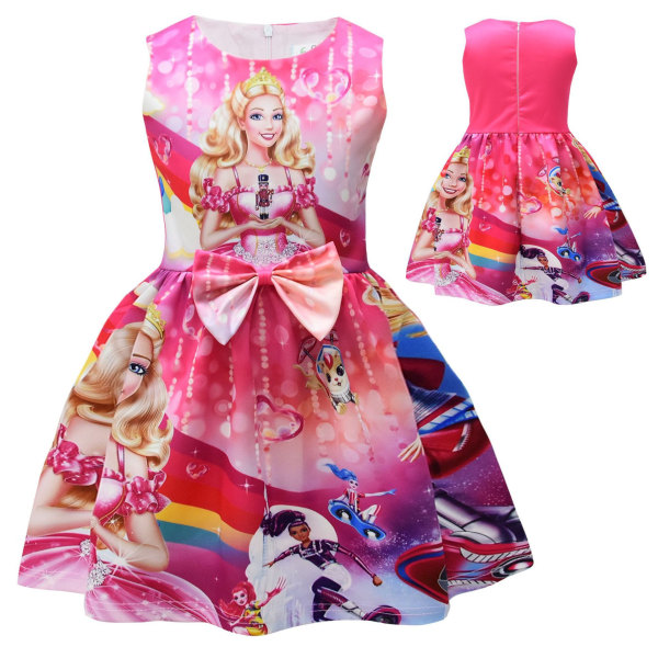 Barbie Kläder Barnklänning Rutigt print Flickklänning 120码