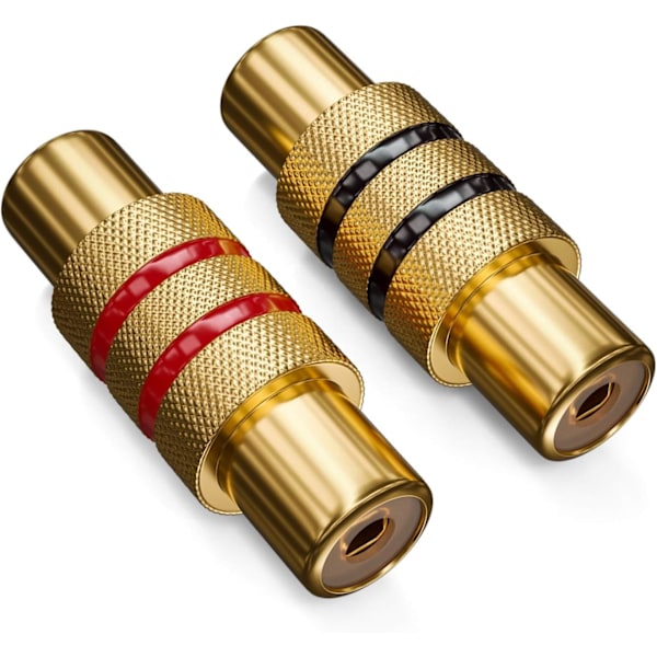 2 kpl RCA-liitin - Musta ja punainen audio-videoadapteri - Naaras RCA-liittimet