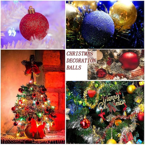 Julekule Trepynt, Juletrekuler, Julepyntkuler, Matte og Glitter Glitterpyntkuler, Festpynt Trepyntkuler, Pa