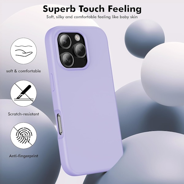 Silikonfodral Kompatibelt med iPhone 16 Pro Max Fodral Mjukt Ultratunt Skyddande Stötsäkert Flytande Silikon Telefonfodral, 6,1 tum Lila