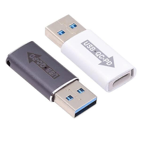 UC-167-QC 2 KPL USB 2.0 QC Uros - PD Type-C Naarasadaptereita LED-valolla