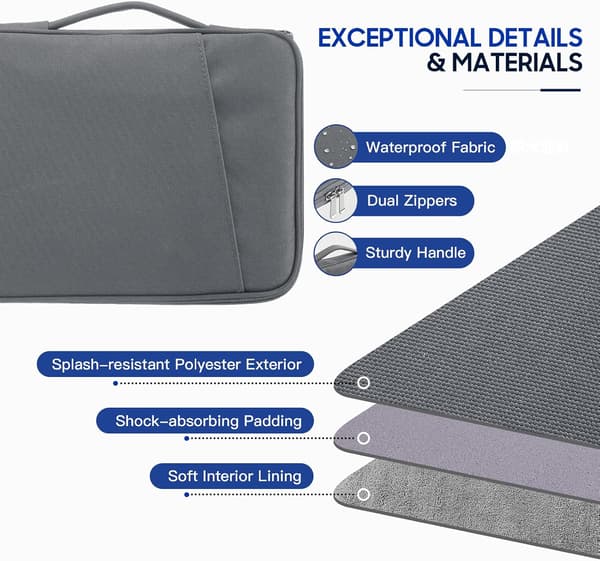 Tommer Tablet Etui til iPad Air 13\" M3 2025, iPad Pro 13\"/12.9\", Galaxy Tab S9/S10 Plus/S9 FE+/S9 FE Plus 12.4\", Grå