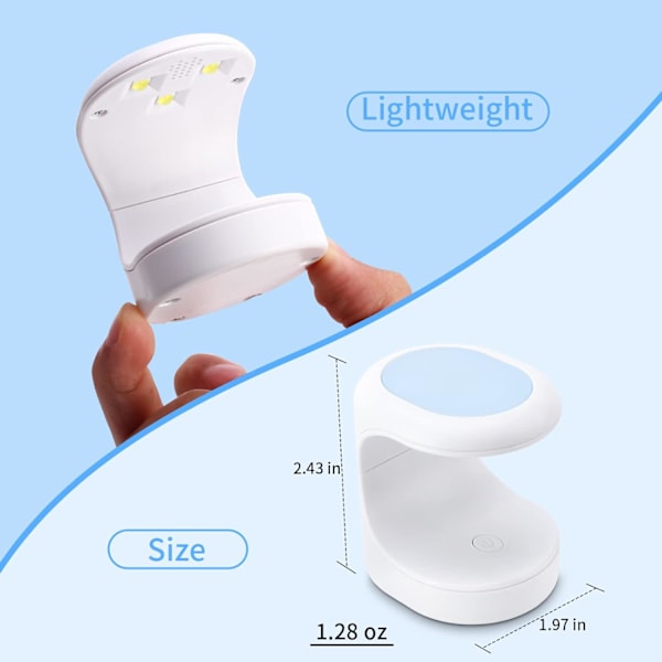 UV LED Neglelampe, Mini UV-lys til Gelnegle, Hurtigtørrende Neglelampe, Bærbar USB Negletørrer