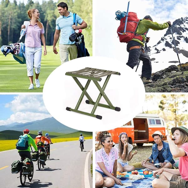 Sammenklappelig campingstol, bærbar siddeplads, ideel til vandreture, picnics og rejser, grøn