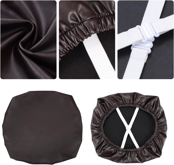 Matstolsöverdrag Set om 4 st, PU-Läder Vattentätt Stretch Matrumsskydd, Tvättsbart, Lämpligt för Kontor, Sovrum Dark brown