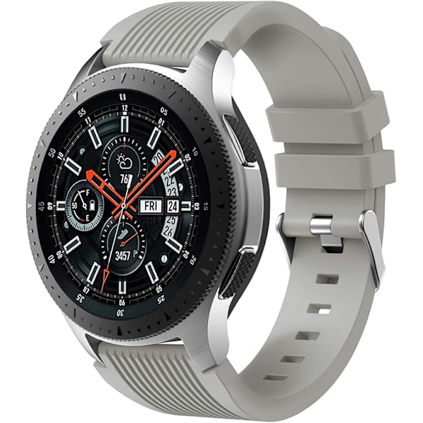 Silikon sportband kompatibel med Samsung Galaxy Watch 3 45mm/Galaxy Watch 46mm/Huawei GT 2 46mm, 22mm /Samsung Gear S3, grå