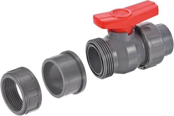 40 mm ID dubbel kulventil, 1-pack PVC-sockeltyp avstängningsventilbrytare för vattenflödeskontroll, grå