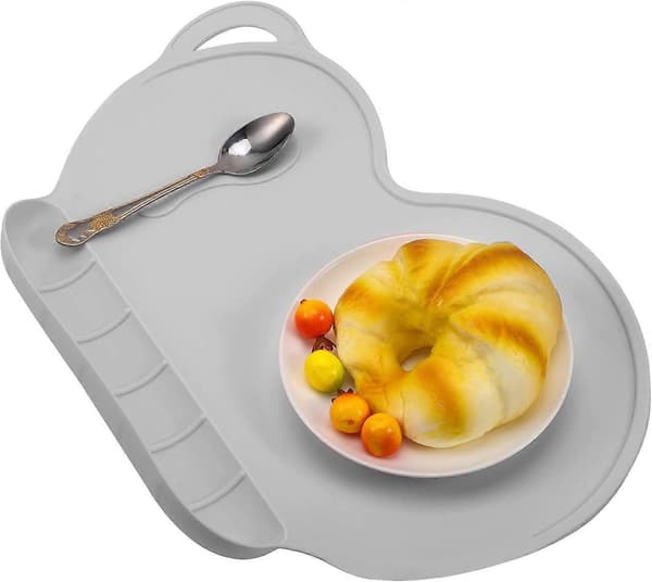 Silikoninen ruokailualusta lapsille, liukumaton, harmaa