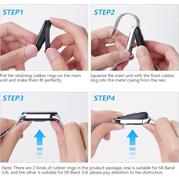 Rem för Xiaomi Mi Band 6/Mi Band 5/Mi Band 4/Mi Band 3, 1 st justerbart sportarmband i rostfritt stål, silver