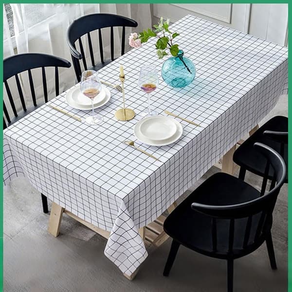 Rutig PVC-duk, 137 x 183 cm, vit, vattentät och oljefläcksresistent