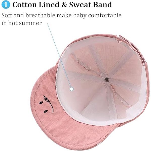 Summer Infant Baseballkeps Björnöron Småbarn Flickor Solhattar Vår Söt Bebismössa för Pojkar 6-24 Månader Pink