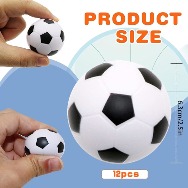 12 st Mini Fotbollar 63mm Mini Sportbollar Mini Sportbollar Anti-Stress Fotbollsskum för Pojkar och Flickor Barn Lek
