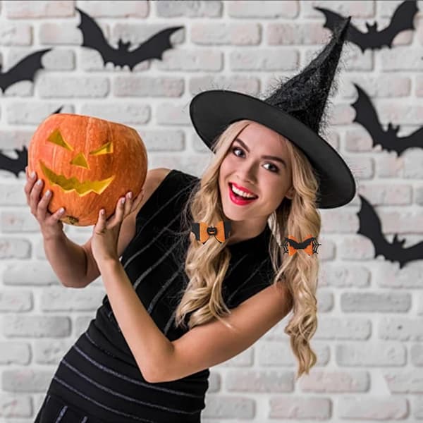 6 stk. edderkoppformede hårspenner til Halloween, flaggermusmønster, søte hårtilbehør for barn og voksne