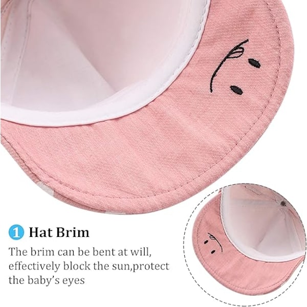 Summer Infant Baseballkeps Björnöron Småbarn Flickor Solhattar Vår Söt Bebismössa för Pojkar 6-24 Månader Pink