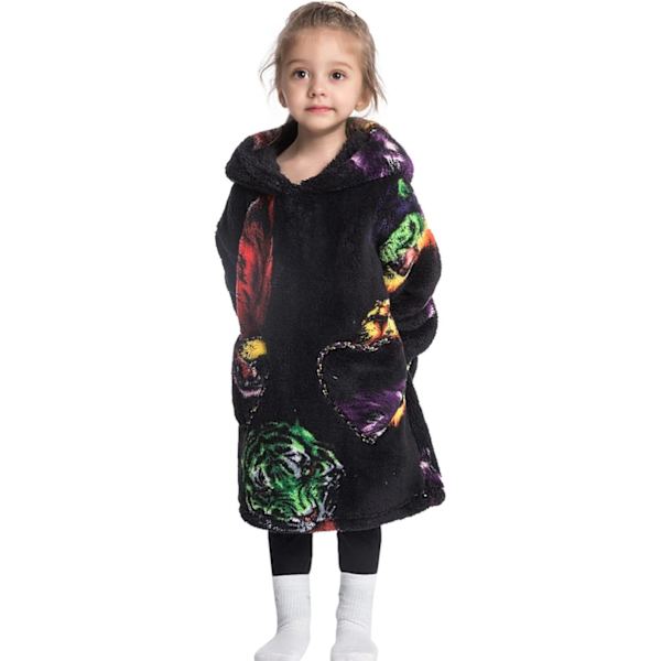 Lasten Oversized -huopa huppari, Pienten tyttöjen ja poikien pehmeä fleece hupullinen puettava huopa, pörröinen jättiläismäinen collegepaita taaperolle