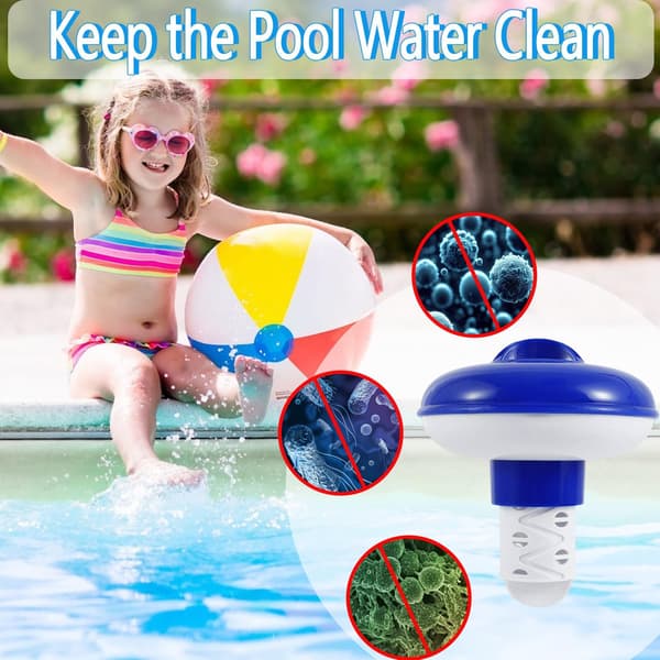 Klordispenser, flydende kemikaliedispenser til spabade og swimmingpools, multifunktionel klortabletdispenser (5 tommer)