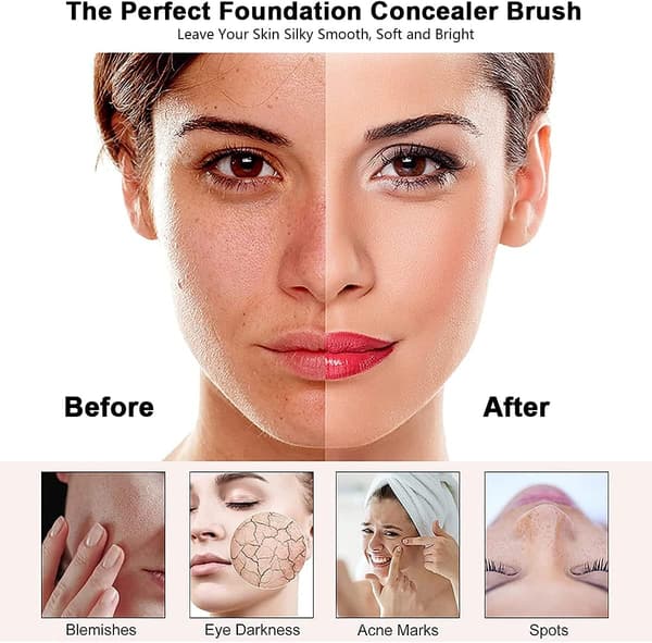 3-delt sæt: Løs pudderbørste, concealerbørste, professionelle makeupbørster, til at blende blush