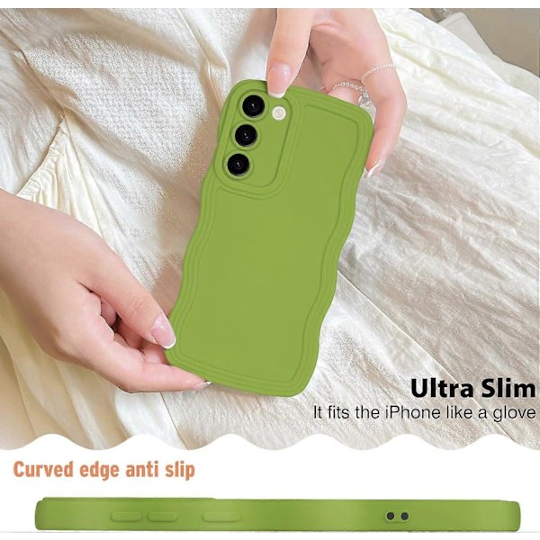 Samsung Galaxy S23 Plus Telefoncover til Piger Kvinder, Sødt Krøllet Bølgeformet Ramme Flydende Silikone Fleksibel Blød Stødsikker Kamerabeskyttelse Bumper Cover
