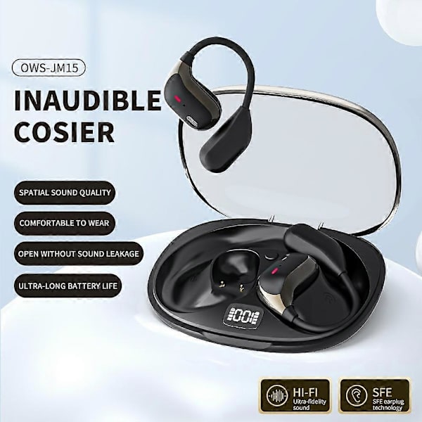 Typ B JM15 OWS Trådlösa Bluetooth Hörlurar Digital Display Öronkrok Musik Samtal Headset