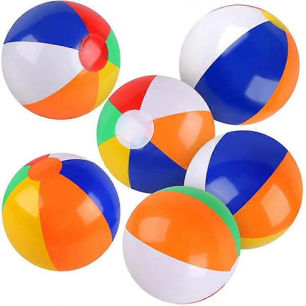 6-pak Strandbolde, PVC Strandbolde Bulk, Klassisk Regnbue Mini Strand