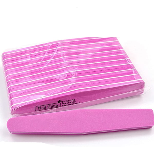 Set med 10 Nagelfilar, 100/180, Dubbelsidiga Nagelfilsbuffert, Block för Gel, Nagelfil, Professionell Polering, Tvättsbara och Återanvändbara