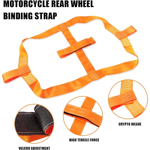Motorcykel släpvagnsrem, motorcykelspännrem för bakhjulsspänning, för fasta motorcykelspårremmar