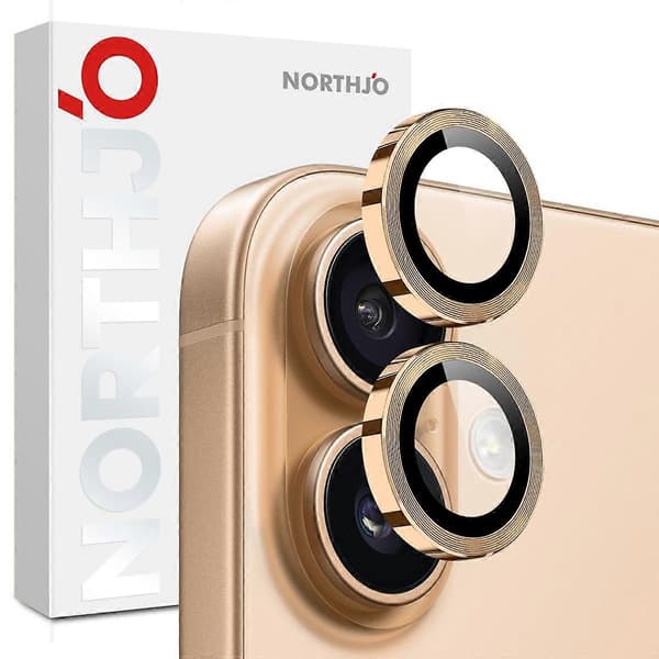 NORTHJO 1 Set för iPhone 17 Härdat Glas Kameralinsskydd CD Ådror Metallring Linsskydd